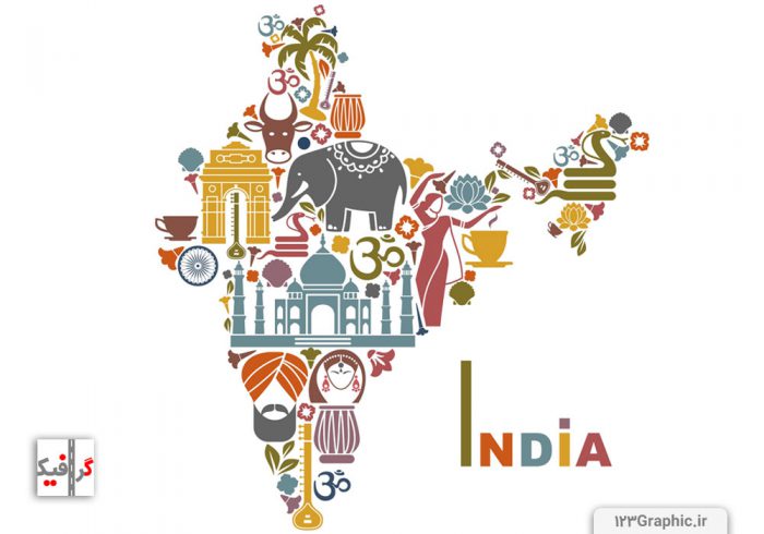 نقشه-هند-متشکل-از-وکتور-های-موضوعی