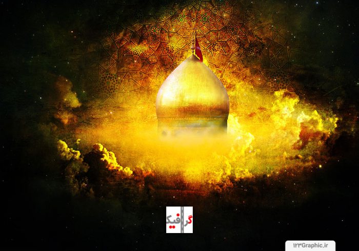 گنبد امام حسین علیه سلام در حاله ای از نور طلایی